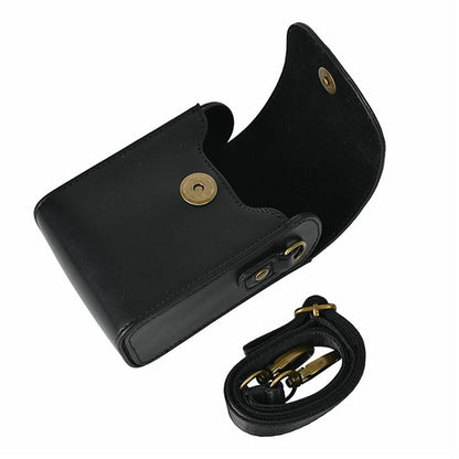 Universal PU Leather Camera Protective Case with Magnetic Clasp Flip-Top Shoulder Bag for Small Digital Cameras