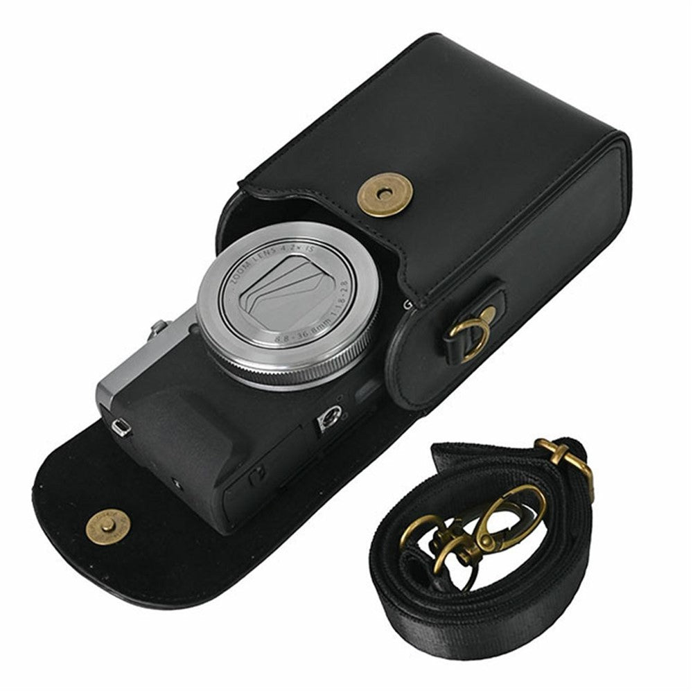 Universal PU Leather Camera Protective Case with Magnetic Clasp Flip-Top Shoulder Bag for Small Digital Cameras