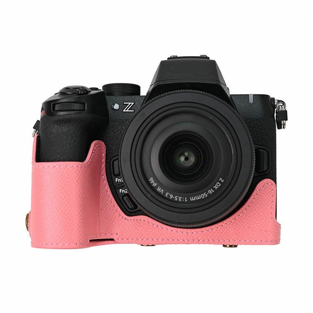 For Nikon Z 50 II Camera Case Palm Texture PU Leather Full Body Protective Cover with Small Circular Pouch