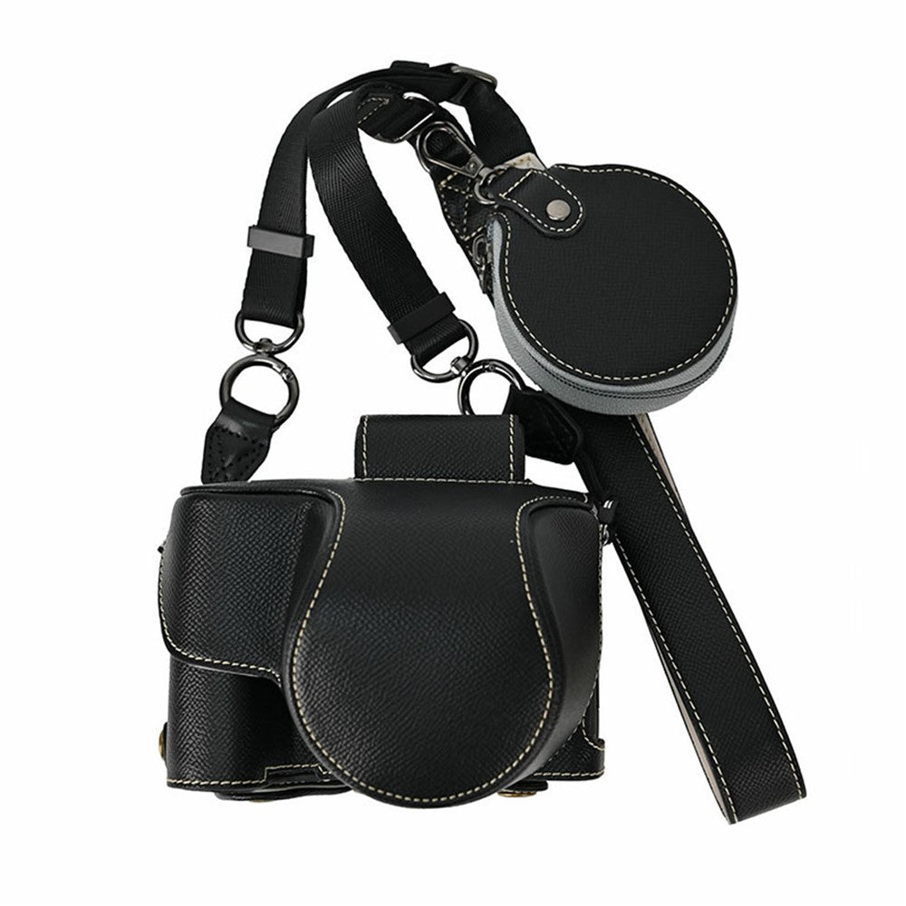 For Nikon Z 50 II Camera Case Palm Texture PU Leather Full Body Protective Cover with Small Circular Pouch