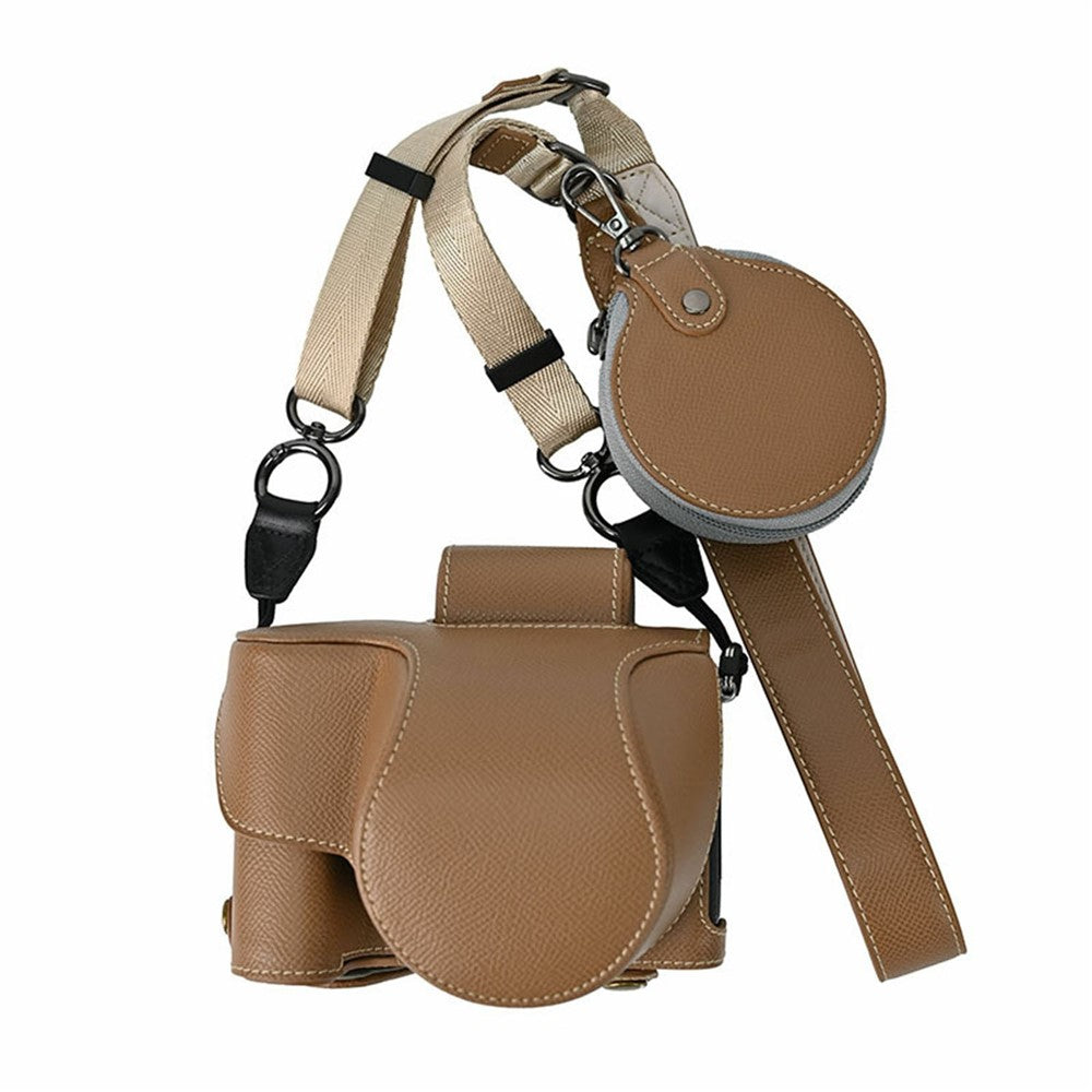 For Nikon Z 50 II Camera Case Palm Texture PU Leather Full Body Protective Cover with Small Circular Pouch