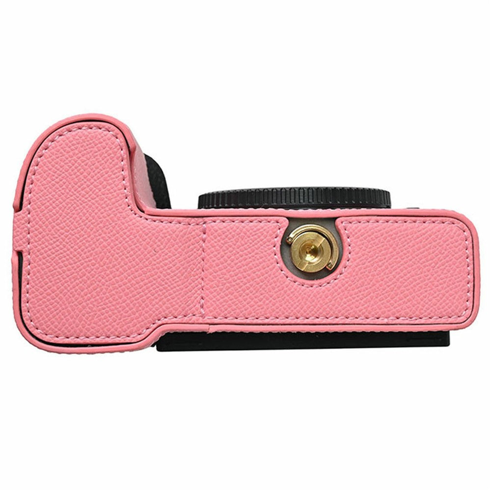 PU Leather Camera Base for Nikon Z 6 II  /  Nikon Z 5 Magnetic Palm Texture Grip Half Case Protective Cover with Flip-Open Battery Access