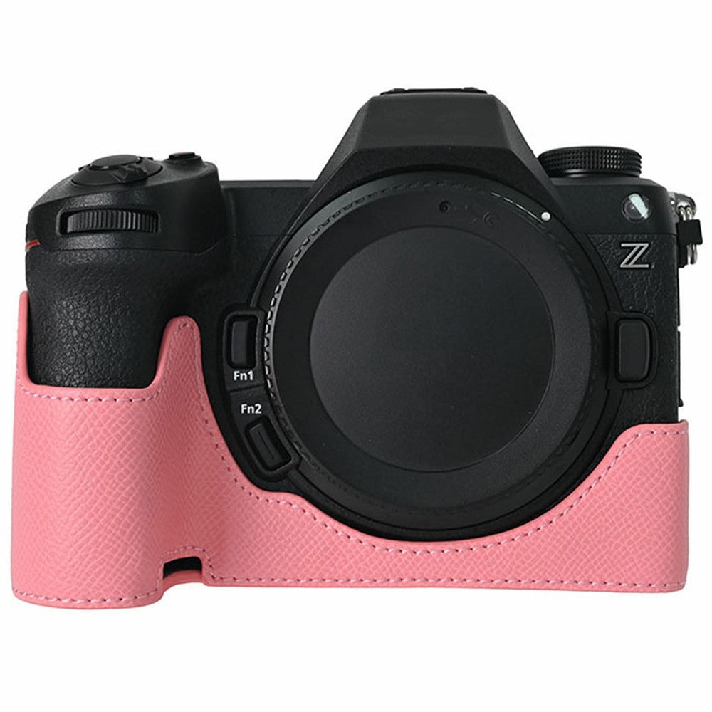 PU Leather Camera Case for Nikon Z 6 III Palm Texture Magnetic Bottom Base Half Cover with Battery Access