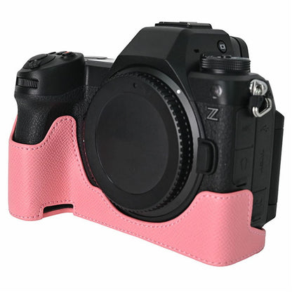 PU Leather Camera Case for Nikon Z 6 III Palm Texture Magnetic Bottom Base Half Cover with Battery Access