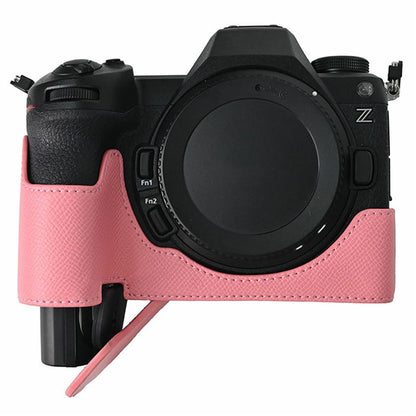 PU Leather Camera Case for Nikon Z 6 III Palm Texture Magnetic Bottom Base Half Cover with Battery Access