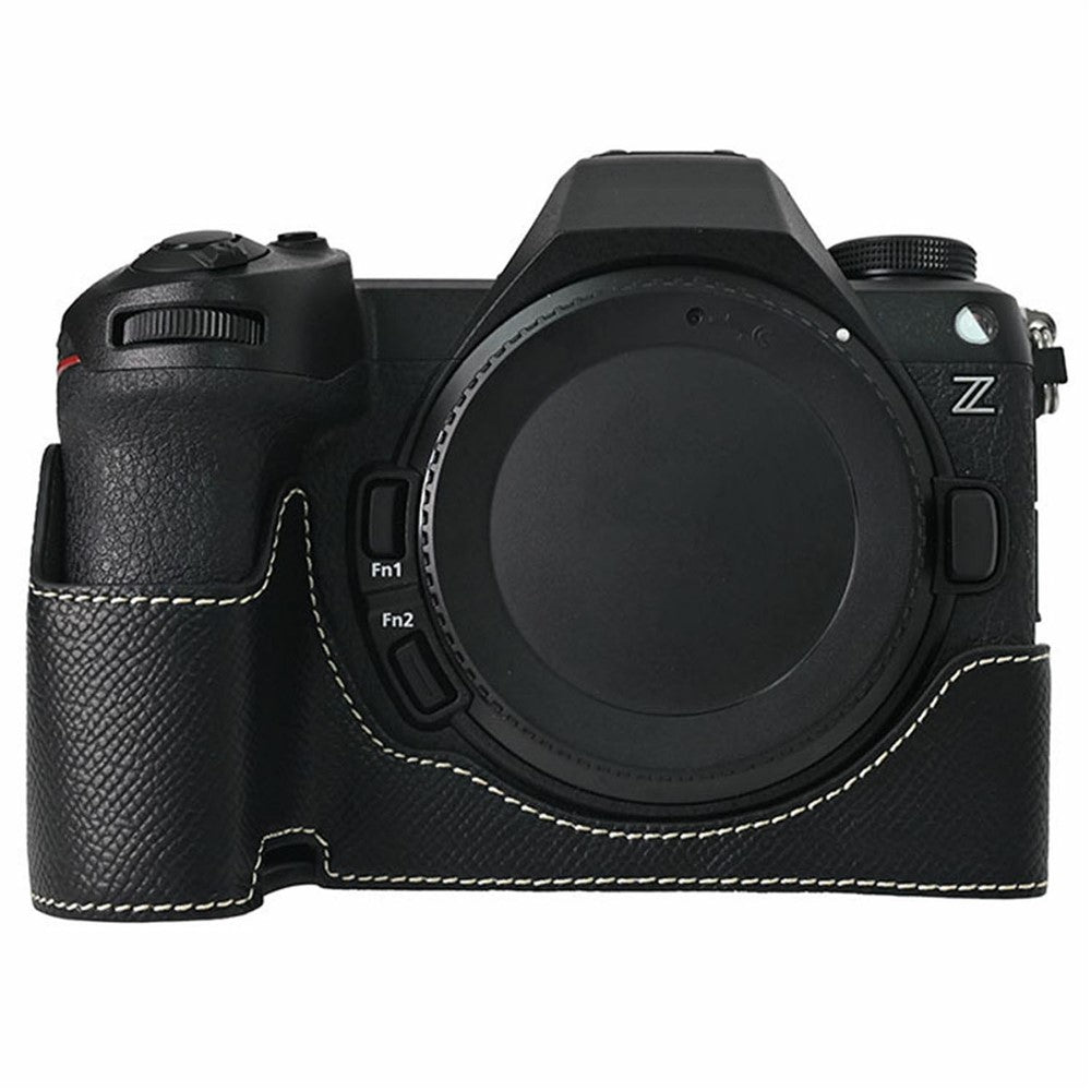PU Leather Camera Case for Nikon Z 6 III Palm Texture Magnetic Bottom Base Half Cover with Battery Access