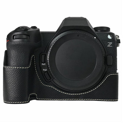 PU Leather Camera Case for Nikon Z 6 III Palm Texture Magnetic Bottom Base Half Cover with Battery Access