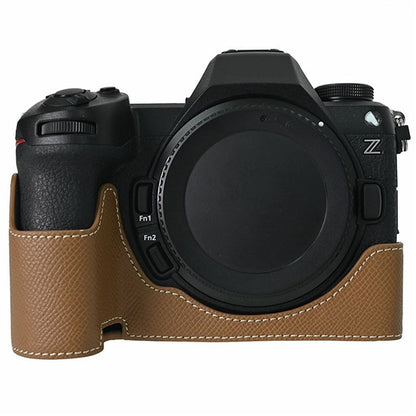 PU Leather Camera Case for Nikon Z 6 III Palm Texture Magnetic Bottom Base Half Cover with Battery Access