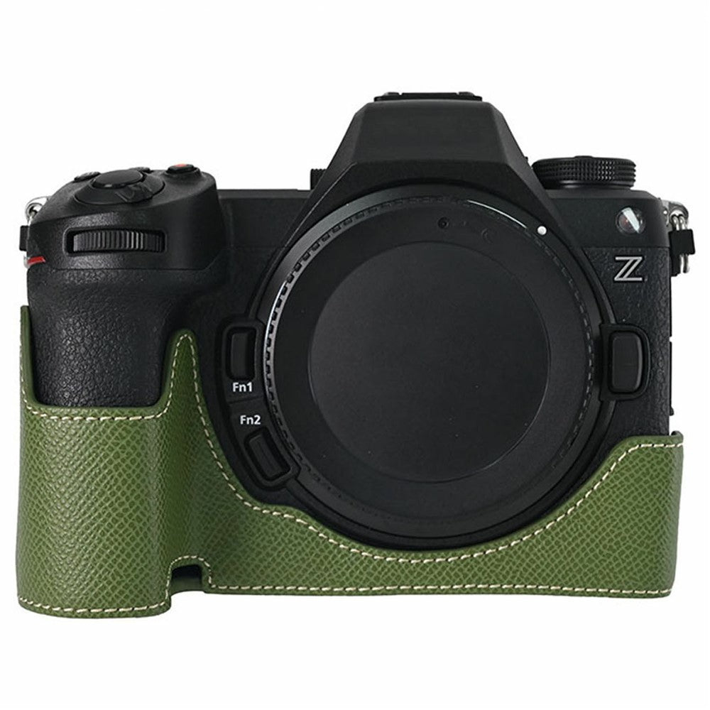 PU Leather Camera Case for Nikon Z 6 III Palm Texture Magnetic Bottom Base Half Cover with Battery Access