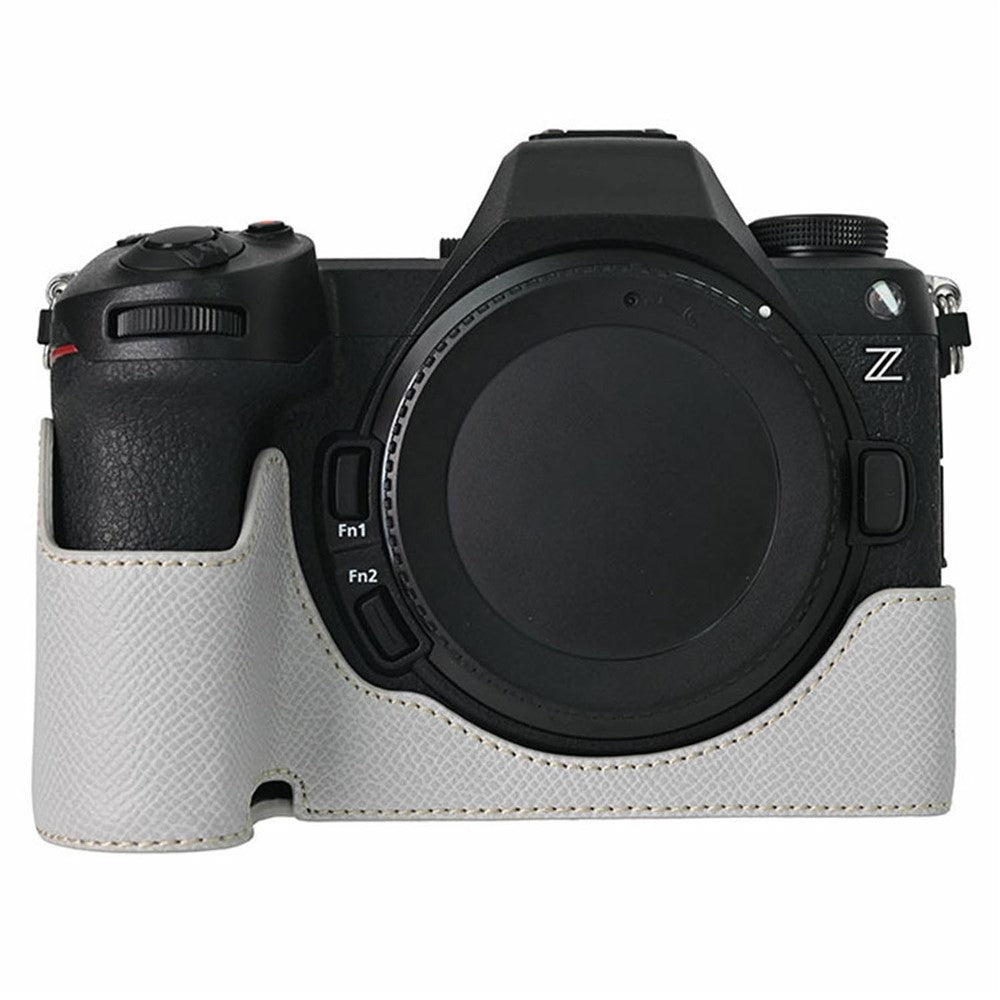 PU Leather Camera Case for Nikon Z 6 III Palm Texture Magnetic Bottom Base Half Cover with Battery Access