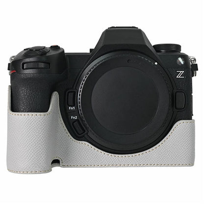PU Leather Camera Case for Nikon Z 6 III Palm Texture Magnetic Bottom Base Half Cover with Battery Access