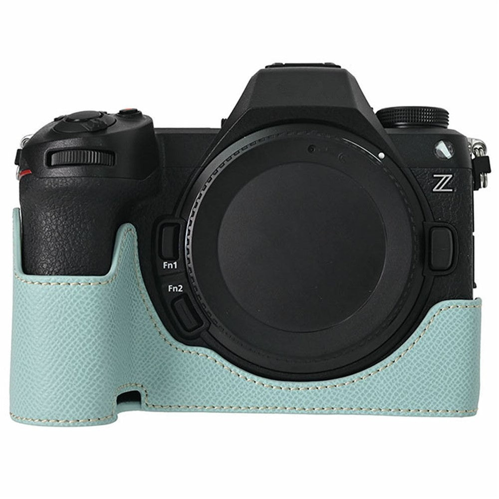 PU Leather Camera Case for Nikon Z 6 III Palm Texture Magnetic Bottom Base Half Cover with Battery Access