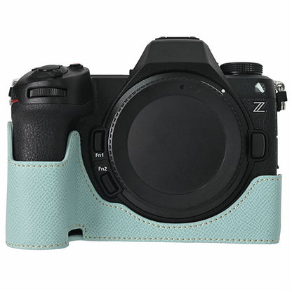 PU Leather Camera Case for Nikon Z 6 III Palm Texture Magnetic Bottom Base Half Cover with Battery Access