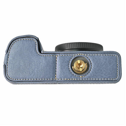 For Sony A6400 Camera Bottom Case PU Leather Lychee Texture Pattern Magnetic Base Half Cover Protective Shell with Battery Access