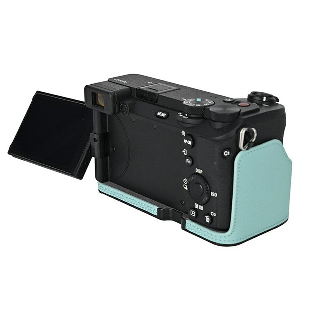 Camera Half Case for Sony A6700 Palm Texture Leather Ergonomic Grip Design Camera Base Protective Cover