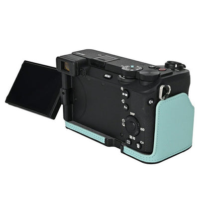 Camera Half Case for Sony A6700 Palm Texture Leather Ergonomic Grip Design Camera Base Protective Cover