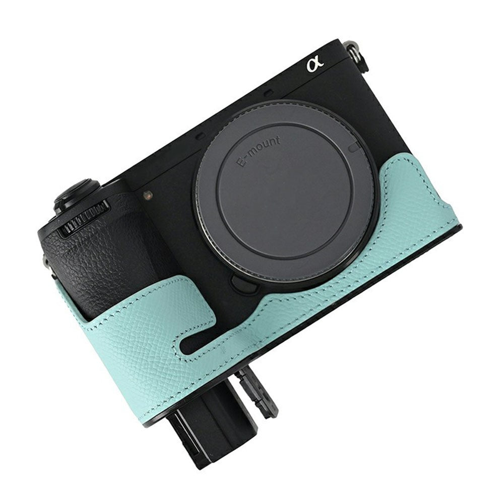 Camera Half Case for Sony A6700 Palm Texture Leather Ergonomic Grip Design Camera Base Protective Cover