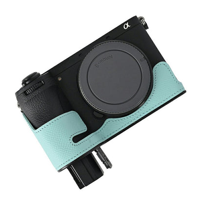 Camera Half Case for Sony A6700 Palm Texture Leather Ergonomic Grip Design Camera Base Protective Cover