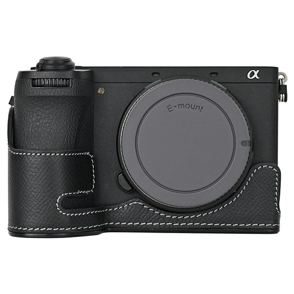 Camera Half Case for Sony A6700 Palm Texture Leather Ergonomic Grip Design Camera Base Protective Cover
