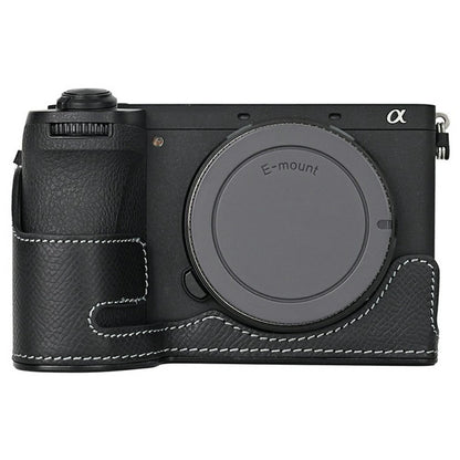 Camera Half Case for Sony A6700 Palm Texture Leather Ergonomic Grip Design Camera Base Protective Cover