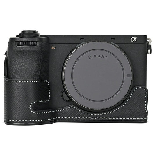 Camera Half Case for Sony A6700 Palm Texture Leather Ergonomic Grip Design Camera Base Protective Cover