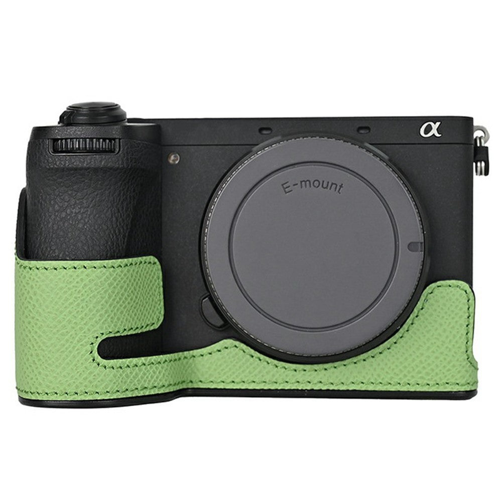 Camera Half Case for Sony A6700 Palm Texture Leather Ergonomic Grip Design Camera Base Protective Cover