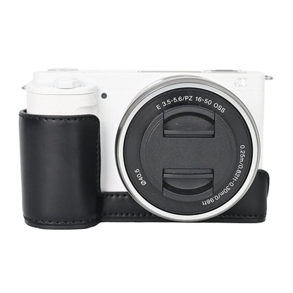 For Sony ZV-E10 Camera Case Vintage PU Leather Full Body Protective Cover with Lens Cap