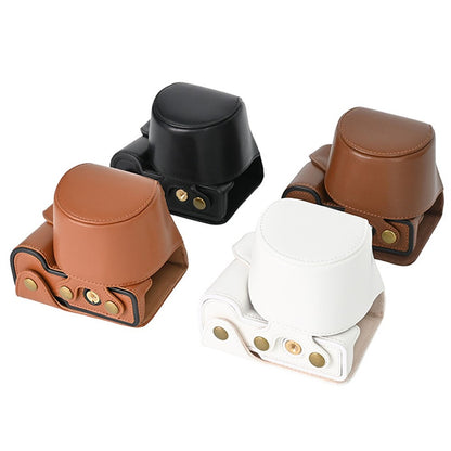 For Sony ZV-E10 Camera Case Vintage PU Leather Full Body Protective Cover with Lens Cap
