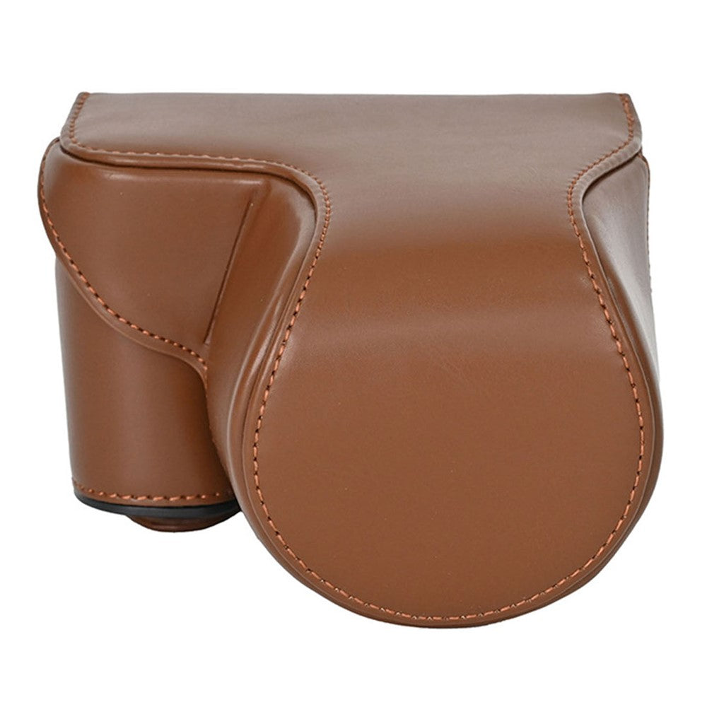 For Sony ZV-E10 Camera Case Vintage PU Leather Full Body Protective Cover with Lens Cap