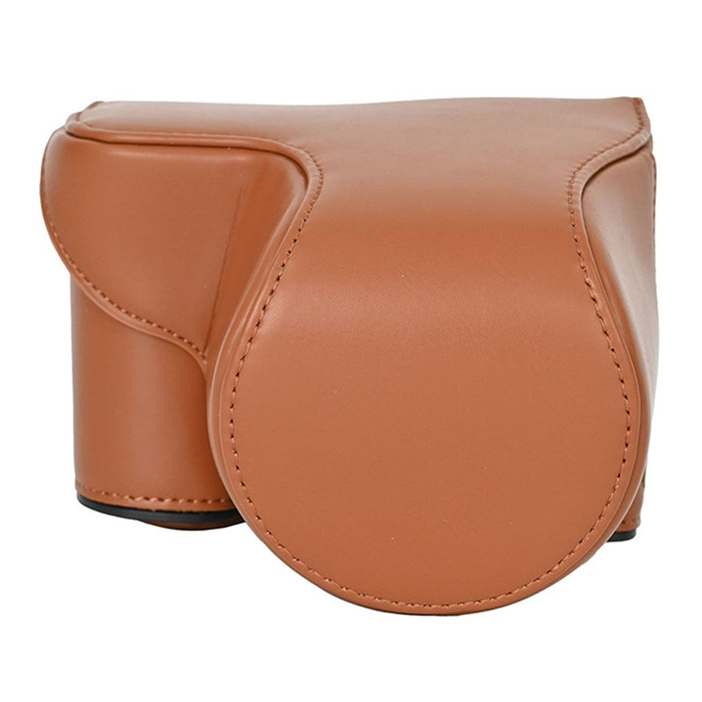 For Sony ZV-E10 Camera Case Vintage PU Leather Full Body Protective Cover with Lens Cap