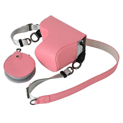 Palm Texture PU Leather Camera Case for Sony ZV-E10 Full Protection Cover with Hand Strap & Small Pouch