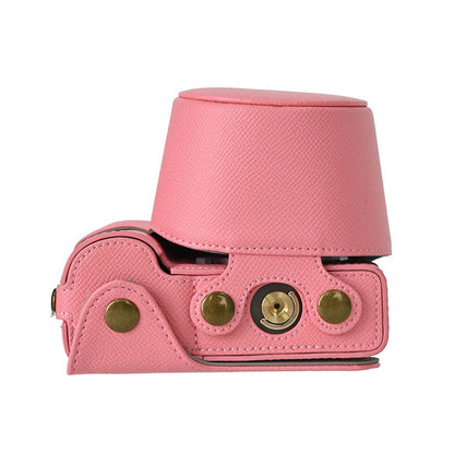 Palm Texture PU Leather Camera Case for Sony ZV-E10 Full Protection Cover with Hand Strap & Small Pouch