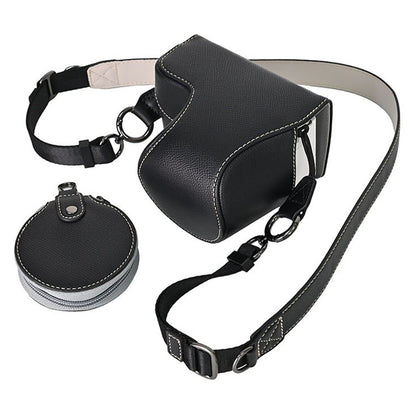 Palm Texture PU Leather Camera Case for Sony ZV-E10 Full Protection Cover with Hand Strap & Small Pouch