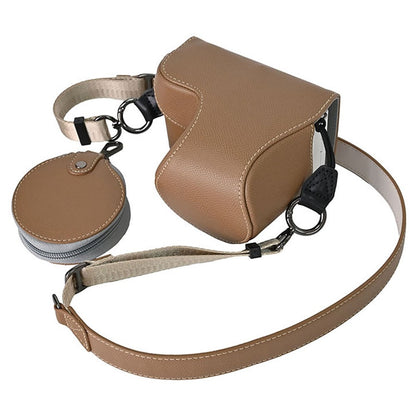 Palm Texture PU Leather Camera Case for Sony ZV-E10 Full Protection Cover with Hand Strap & Small Pouch