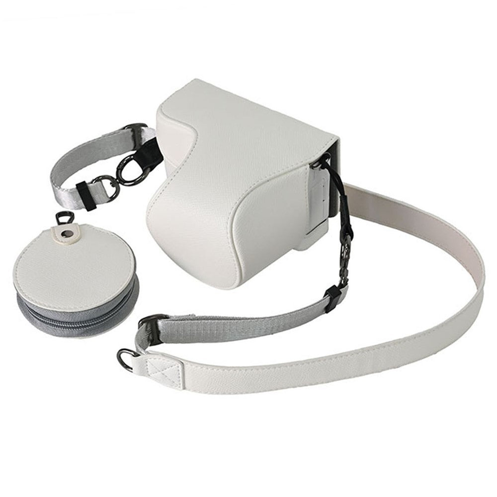 Palm Texture PU Leather Camera Case for Sony ZV-E10 Full Protection Cover with Hand Strap & Small Pouch