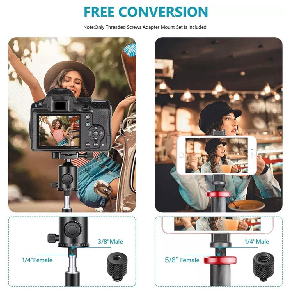 Aluminum Alloy Mic Stand Adapter 5 / 8" Female to 1 / 4" Male Screw Adapter Tripod Screw Converter Compatible with Other 1 / 4"-20 Accessories