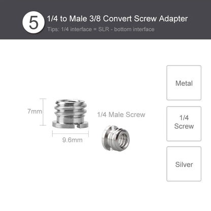 240 Screw Converter for Tripod, Monopods Female 1 / 4" to Male 3 / 8" Screw Adapter DSLR Camera Accessories