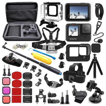 55-in-1 Action Camera Accessories Kit with Waterproof Housing Case, Selfie Stick, Tripod, Screen Protector for GoPro Hero 9 / 10 / 11 / 12