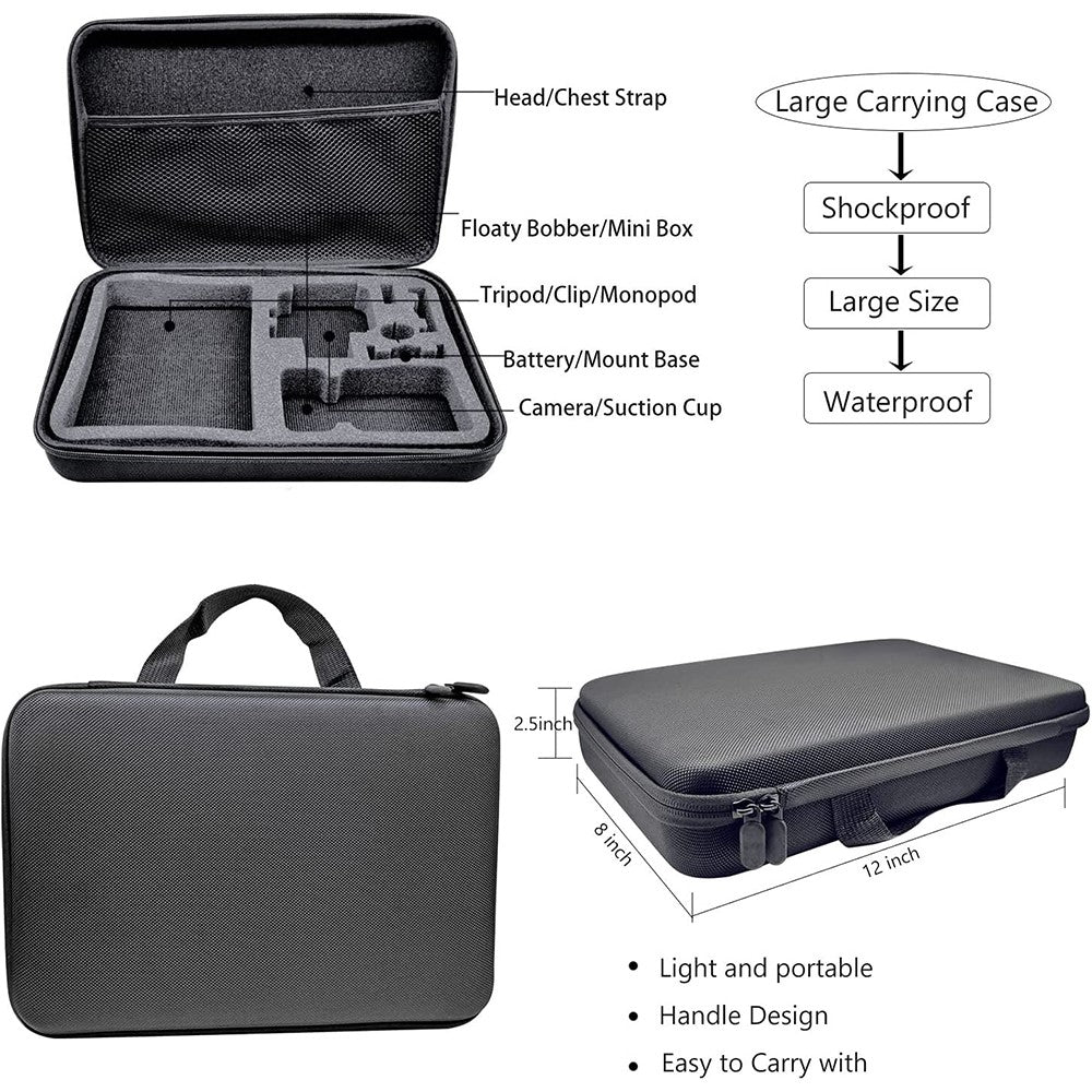 55-in-1 Action Camera Accessories Kit with Waterproof Housing Case, Selfie Stick, Tripod, Screen Protector for GoPro Hero 9 / 10 / 11 / 12