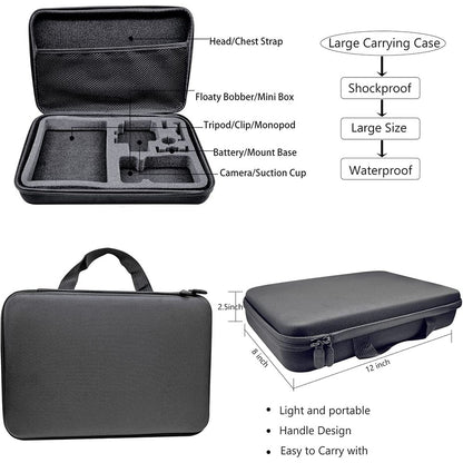 55-in-1 Action Camera Accessories Kit with Waterproof Housing Case, Selfie Stick, Tripod, Screen Protector for GoPro Hero 9 / 10 / 11 / 12