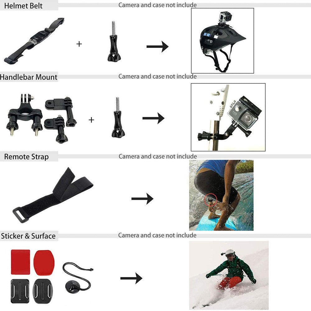 55-in-1 Action Camera Accessories Kit with Waterproof Housing Case, Selfie Stick, Tripod, Screen Protector for GoPro Hero 9 / 10 / 11 / 12