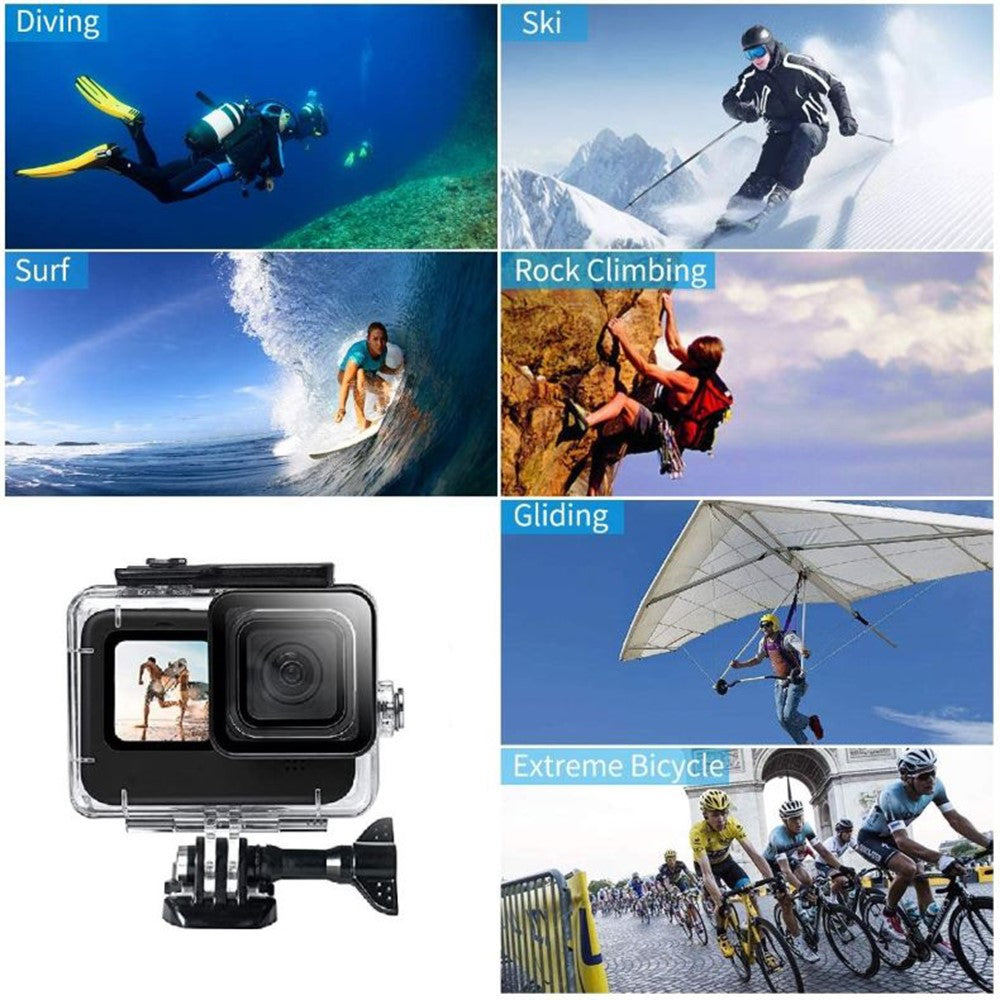 For GoPro Hero 9 / 10 / 11 / 12 / 13 Clear Design Waterproof Acrylic+Tempered glass Housing Case Camera Underwater Diving Cover