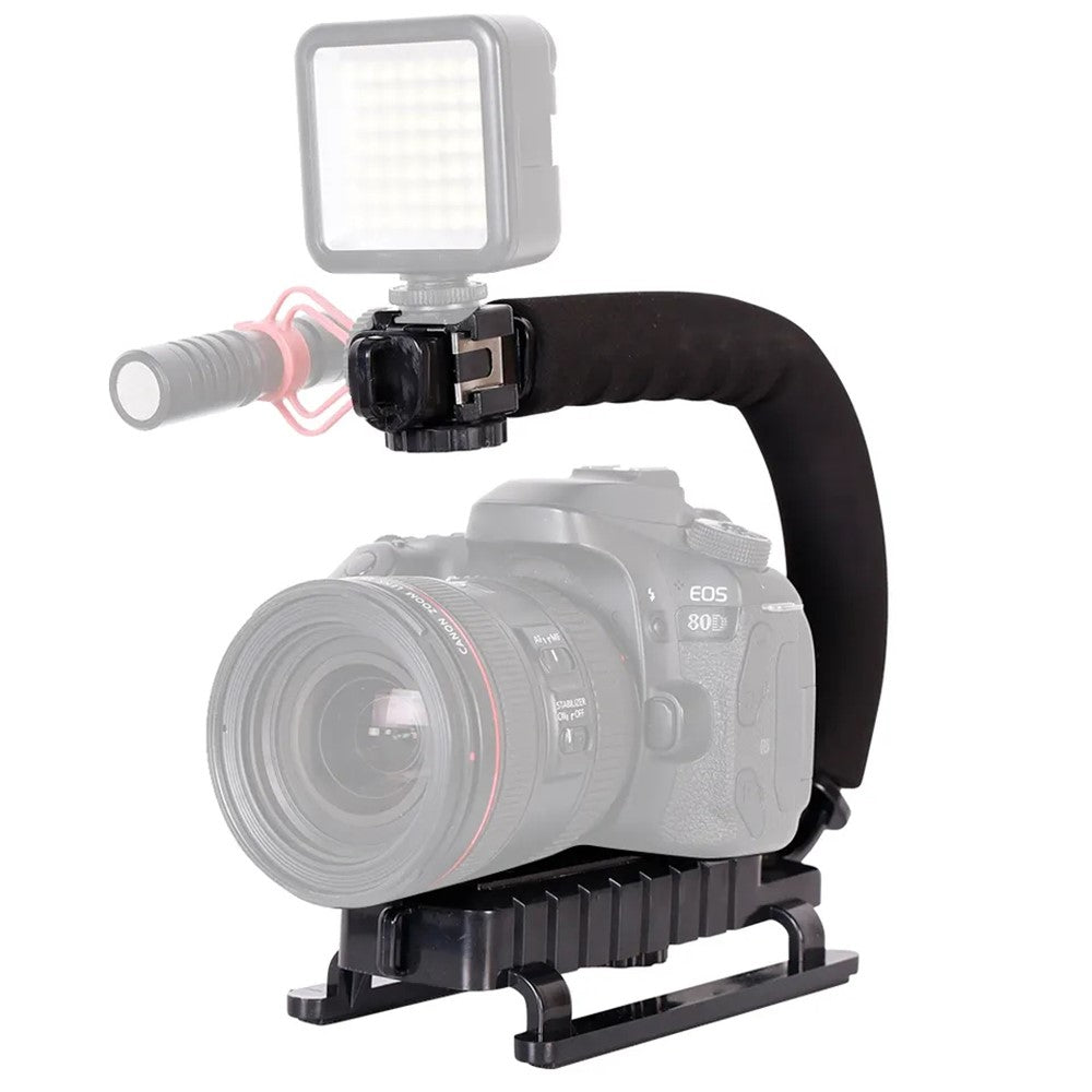 H002 Portable SLR Camera Shooting Sponge Handle ABS Stabilizer U-shape DV Stand Fill Light Mount Bracket
