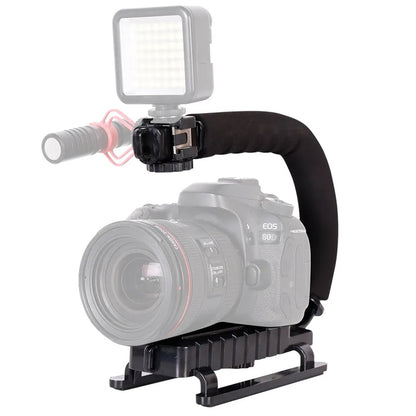 H002 Portable SLR Camera Shooting Sponge Handle ABS Stabilizer U-shape DV Stand Fill Light Mount Bracket