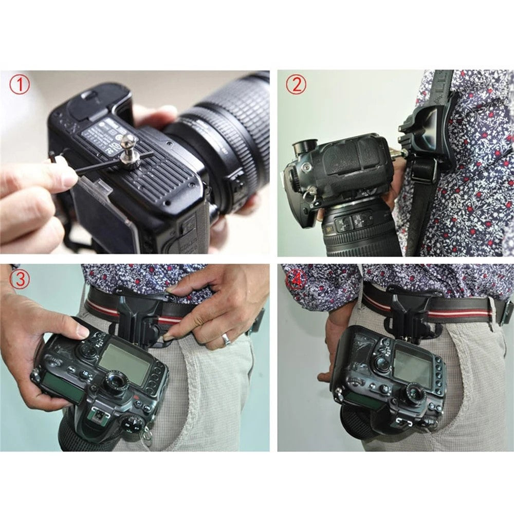 A649 Closed ABS+Metal Camera Belt Clip Waist Belt Holster Holder 1 / 4 Inch Screw Mount Quick Release Hanger