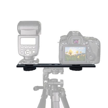 L084 1 / 4 Inch Dual Camera Mount Bracket Aluminum Alloy Extension Bar Bracket for DSLR LED Flash Light
