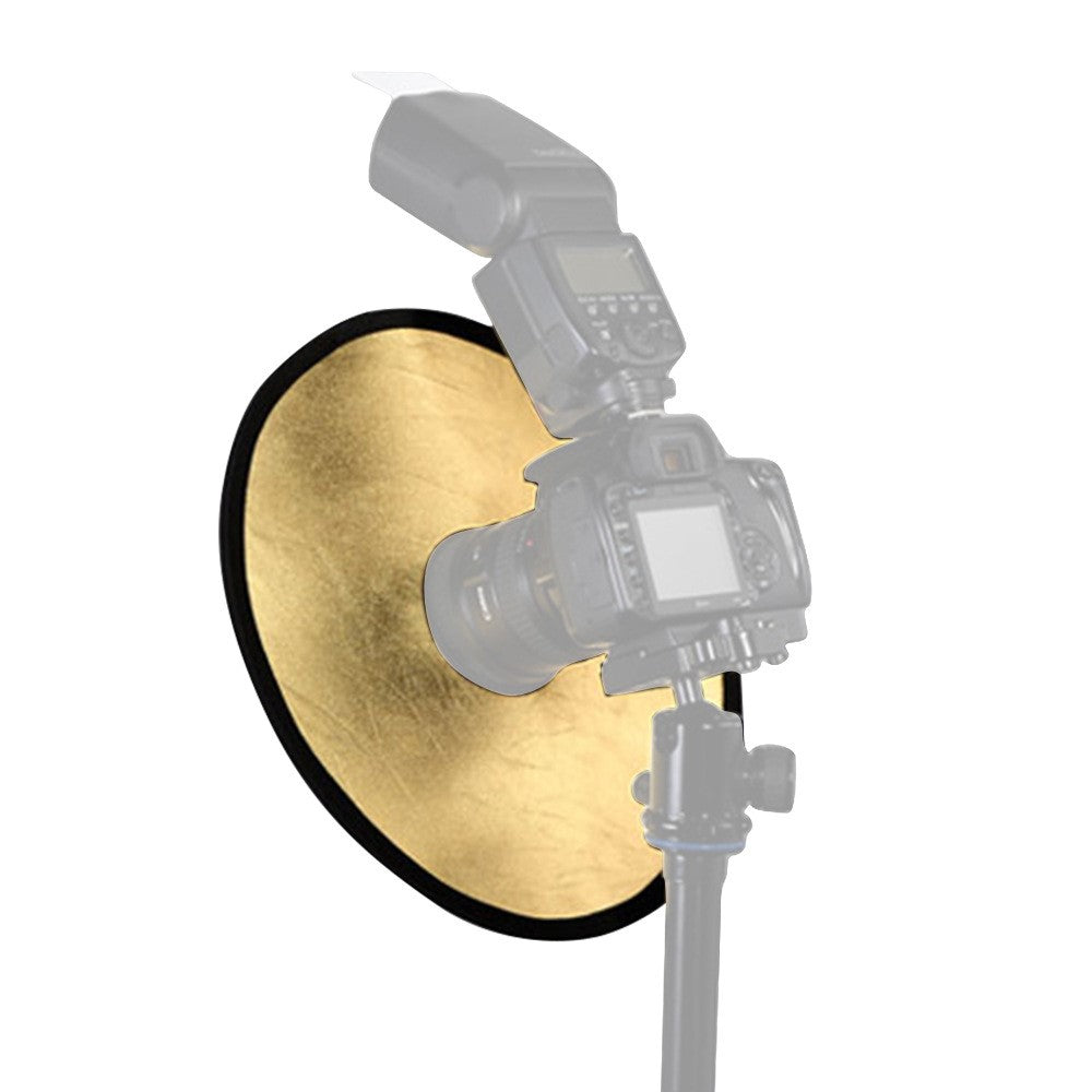 K064 2-in-1 Silver / Gold Photography Reflector Foldable Diffuser 30cm Round Hollow Center Light Reflector