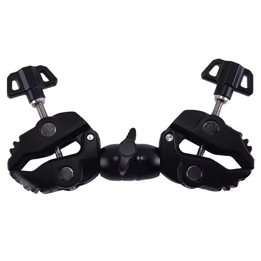 Z074 Double Camera Clamp Crab Plier Clip Bracket Mount Monitor Magic Arm Double Ball Head Adapter