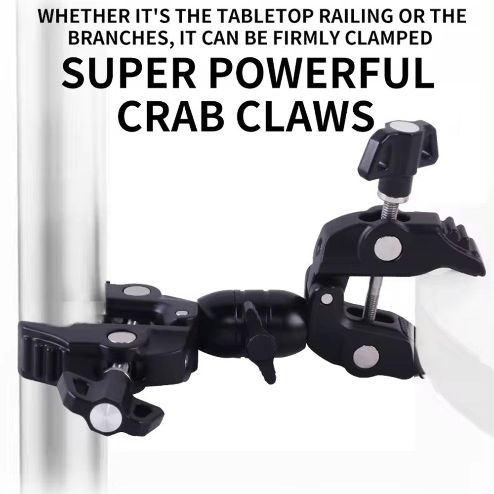 Z074 Double Camera Clamp Crab Plier Clip Bracket Mount Monitor Magic Arm Double Ball Head Adapter