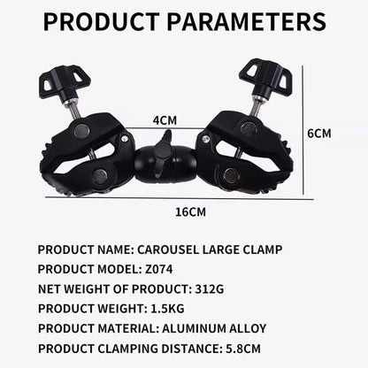 Z074 Double Camera Clamp Crab Plier Clip Bracket Mount Monitor Magic Arm Double Ball Head Adapter